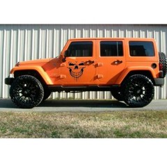 2pcs Black Skull Vinyl Side Door Tailgate Decal Sticker For Jeep Wrangler JK