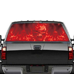 Car Rear Window Sticker DIY Flaming Skull Graphics Tint Vinyl Perforated Decal