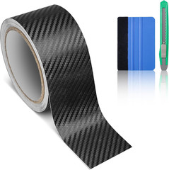Carbon Fiber Vinyl Wrap Tape 2 Inch x 30 Feet Blackout Film for Car Door Edge