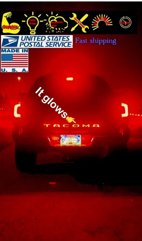 Toyota Tacoma Tailgate Insert Letters 3D (It GLOWS) Fits 2016-2023
