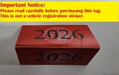 NOT A REGISTRATION TAG – DMV STICKER CVRA 2026 RED California Commercial Vehicle