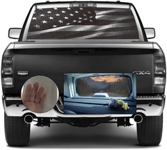 Universal Fit American Flag Truck Window Sticker – 66″ x 20″ Waterproof Design