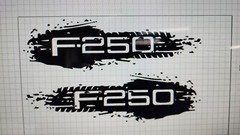 Ford F-250 Mud Splatter Bed logos Decal Compatible with Ford Truck .Both Sides