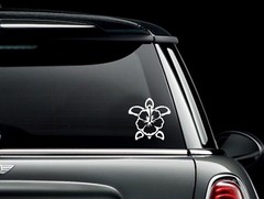 Hibiscus Flower Sea Turtle # 2 Cut Vinyl Window Decal Sticker US Seller