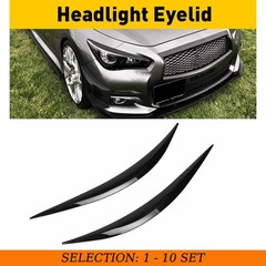 2-20 Front Headlight Eyelid Eyebrows Covers Gloss Black For Infiniti Q50 2014-23