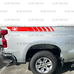 Chevrolet Silverado Army Star Stripe Bedside Decals Fit Chevy Sticker(2 pieces)