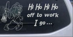 Dopey Dwarf Hi Ho Car or Truck Window Laptop Decal Sticker Light Gray 10X5.0