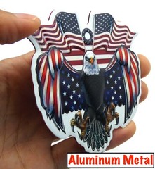 ALUMINUM Eagle Decal Stickers Military Motorcycle Car Emblem VETERAN 3.5″ x 3.2″
