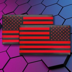 Embossed 3D Metal All Black and Red American Flag Emblem Decal Stickers 1 Pair