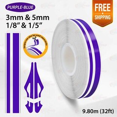 PURPLE-BLUE 9/16″ 15mm Double Lines STRIPE Streamline TAPE Decal Vinyl Sticker