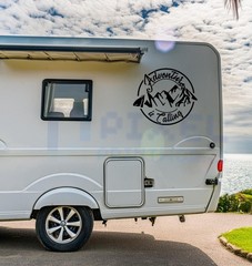 ‘Adventure Is Calling’ Mountain Vinyl Decal with Script Font by Pixel Printworks