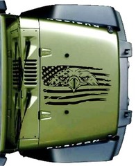 Eagle USA Flag Hood Door Vinyl Decal Racing Stripes (Fits Jeep Cars Trucks)