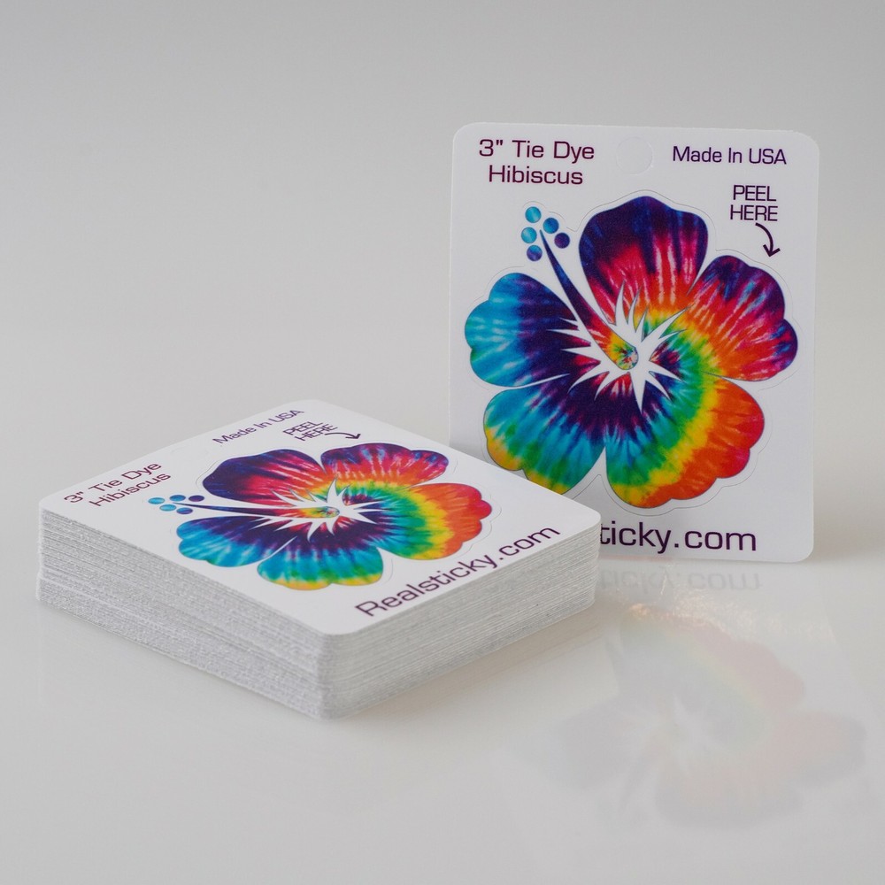 3″ Tie Dye Hibiscus Flower Sticker Mug Tumbler Cooler Cup Laptop Car Beach Decal