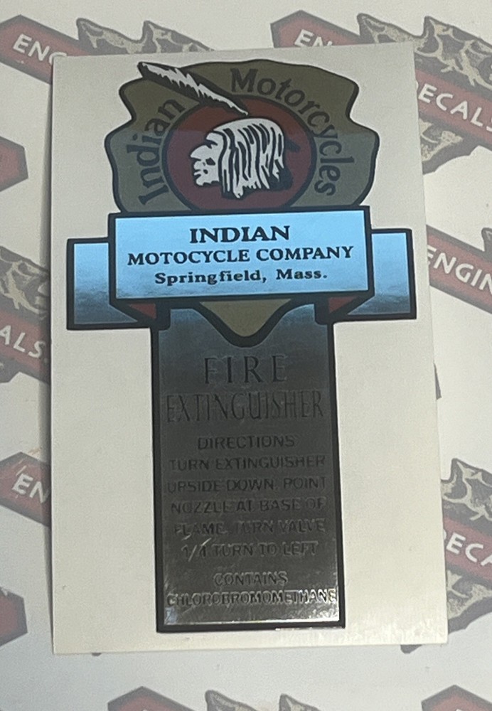 Presto Fire Extinguisher decal Indian Motorcycles Vinyl Reproduction 1