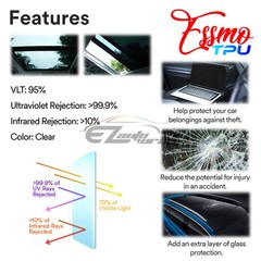 TPU Essmo Security Clear Glass Car Auto Sunroof VLT70% UV99% Windshield Sunshade