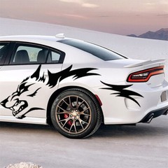 2Pcs Wolf Fashion Car Stickers Door Side Vinyl Decals 130cm*45cm Universal Black