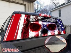 Skull American Flag Pick Up Truck SUV Rear Back Window Graphics Decal Wrap Tint