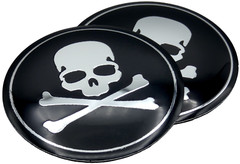 2x Metal Dome Shape Skull And Crossbones Decal Sticker Emblem Car Auto Truck 2.2