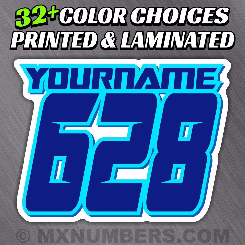 MX Number & Name Plate Decals Sticker Sliced Style Race ATV SX Dirt Bike Kart YZ