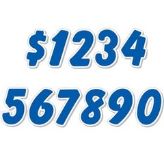 blue / white die cut number windshield vinyl decal stickers for car dealership