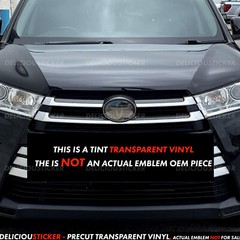 Fits 2017-2019 Toyota Highlander PreCut SMOKE Emblem Tint Front Decal Overlay