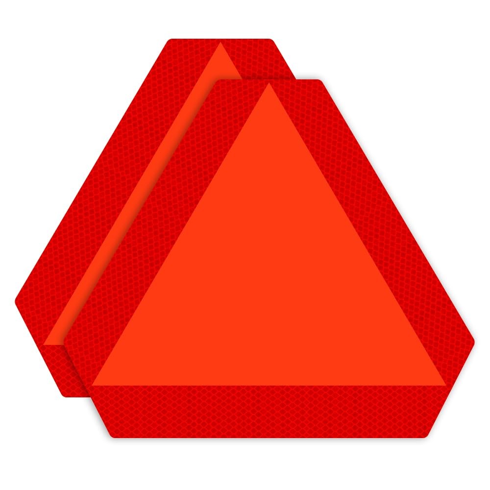 IGNIXIA (Pack of 02) Slow Moving Vehicle Sign, PVC Vinyl 14×16 inches, Orange