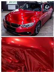 Full Roll 65FT x 5FT Gloss Flexible Chrome Red Car Wrap Vinyl Film Foil Graphics