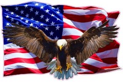 Soaring Eagle American Flag Magnet Decal is 5″ x 3″ in size