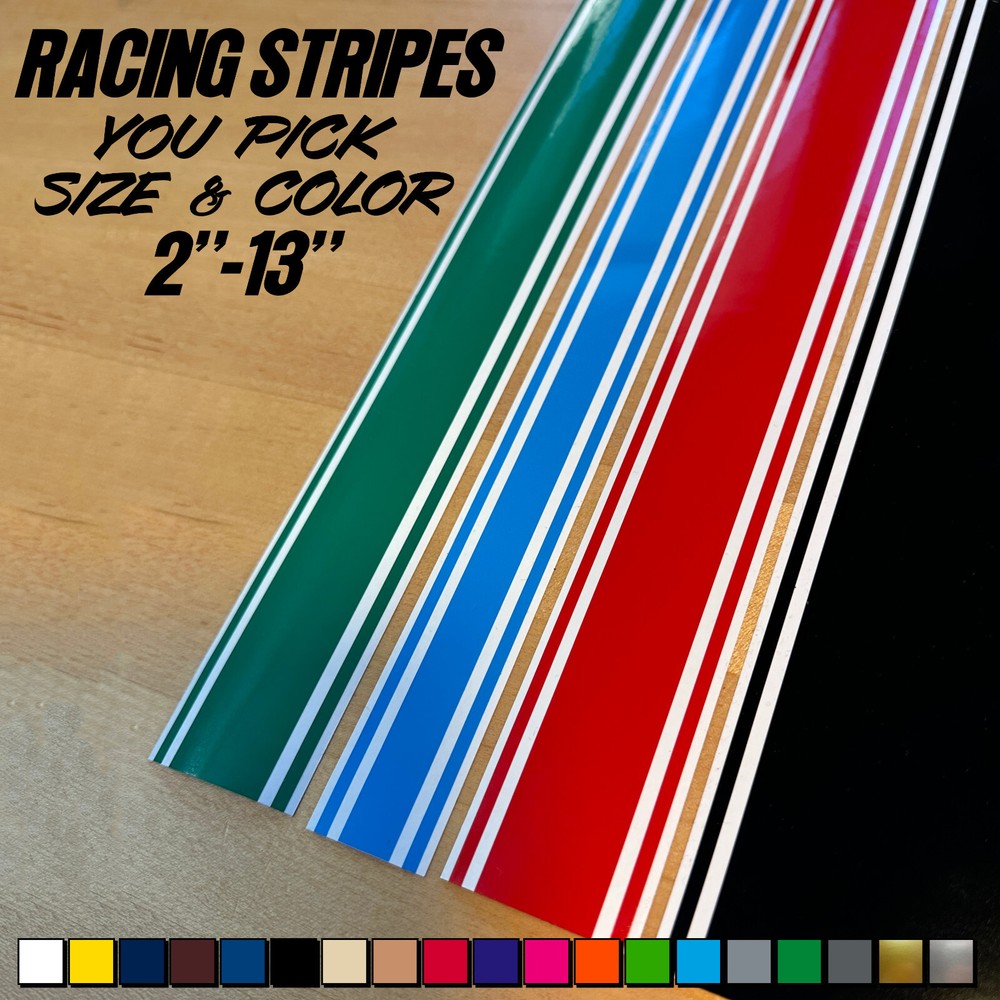 ANY SIZE 72″ Vinyl Racing Rally Stripes Decals Sticker Pinstripes Trailer Boat