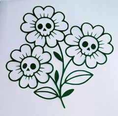 Skull flower Decal Sticker Measures 4×4″ Choose Color
