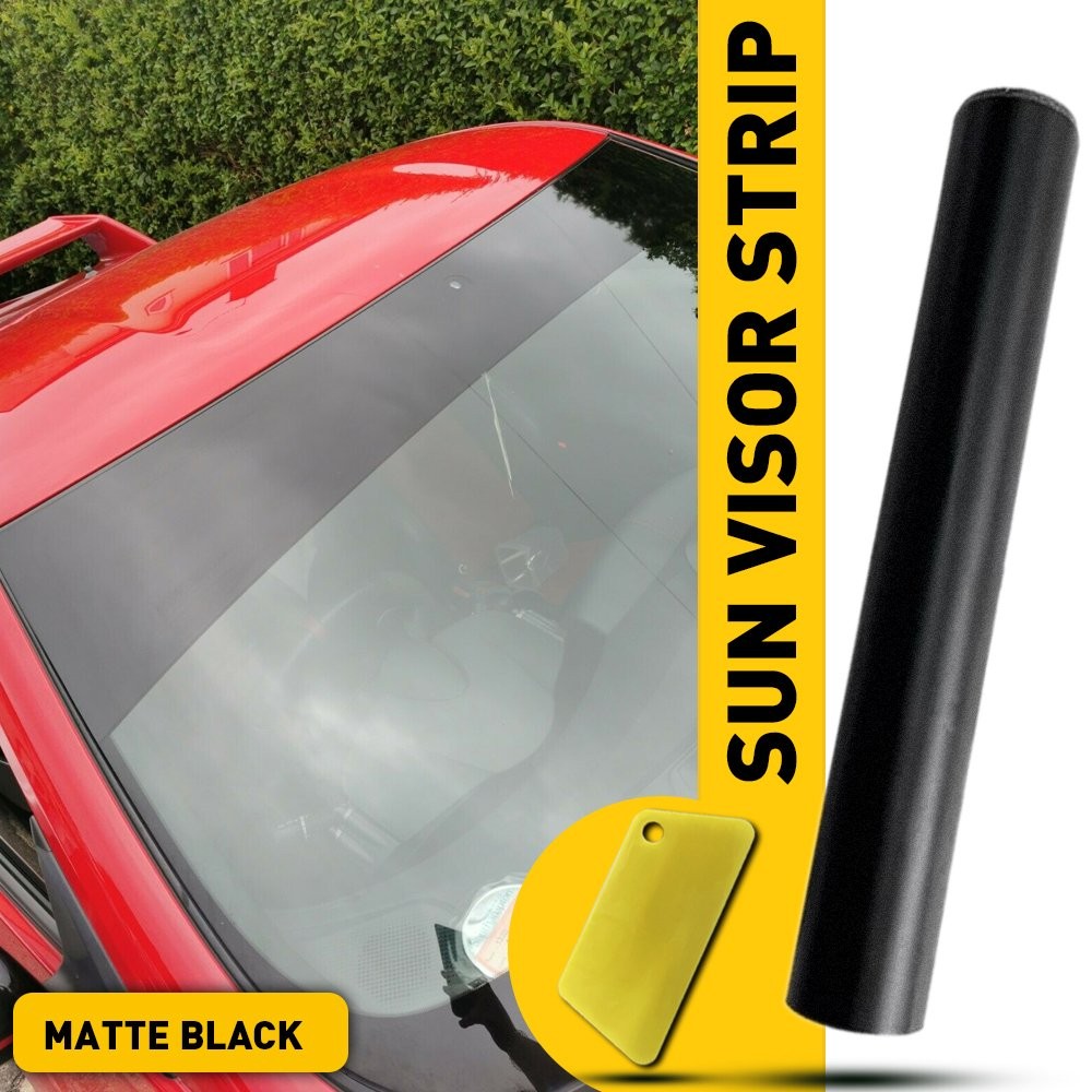 Universal Windshield Banner Matte Black Vinyl Decal Sun Strip 60″x10″