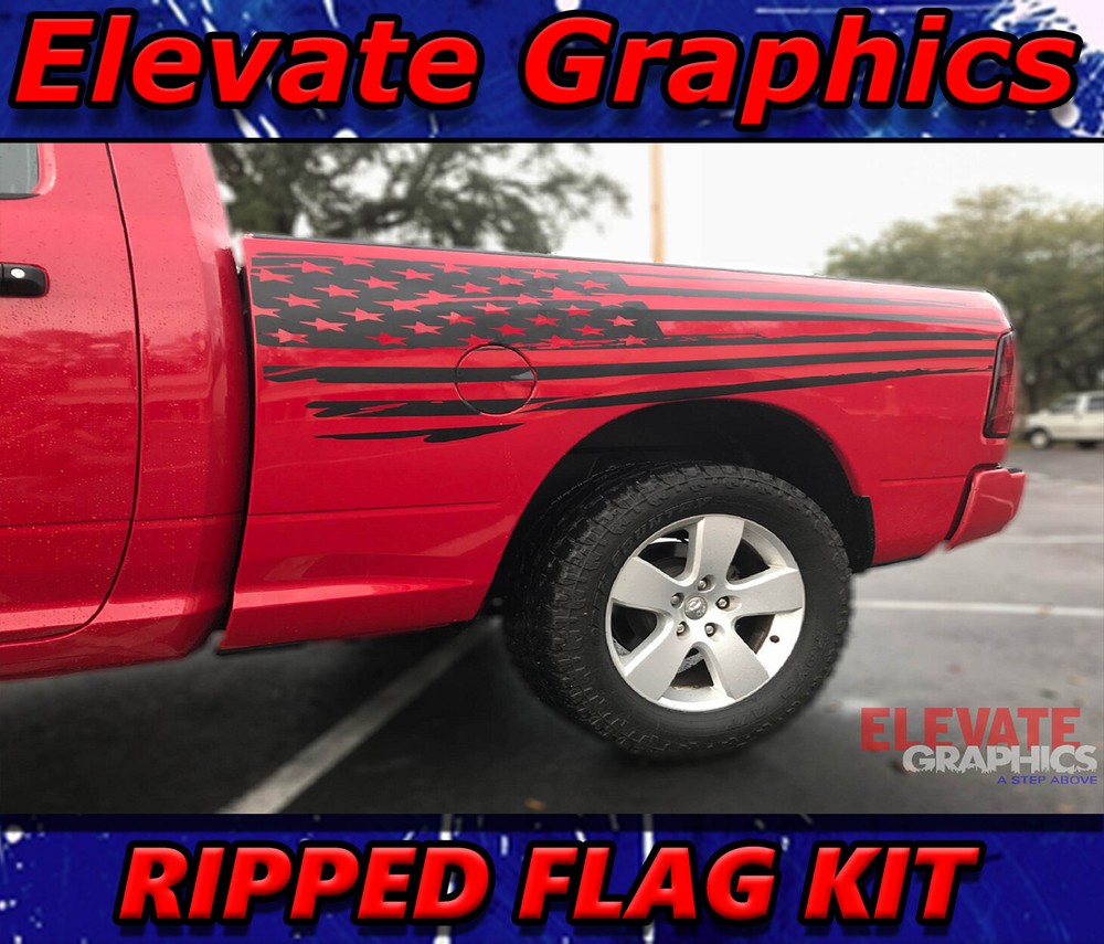 For Dodge Ram 1500 Side Flag Stripes Graphic 3M Vinyl Decals Flag Stickers 09-18