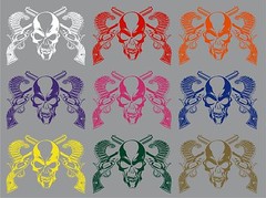 Skull Cross Bone Guns Pistol Bullets Large Car Truck Window Vinyl Decal Sticker