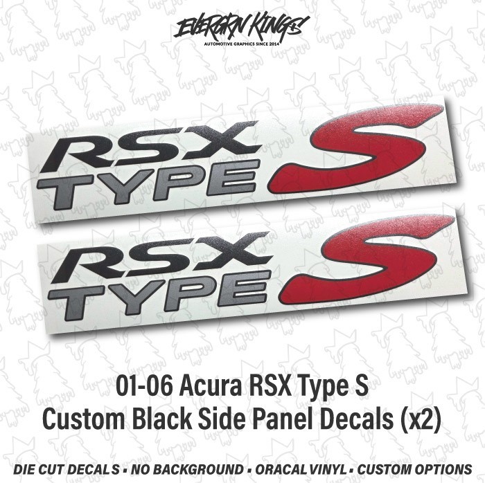 01-06 RSX Type S DC5 Custom Door/Side Decals Badge Emblem Set BLACK OUTLINE x2