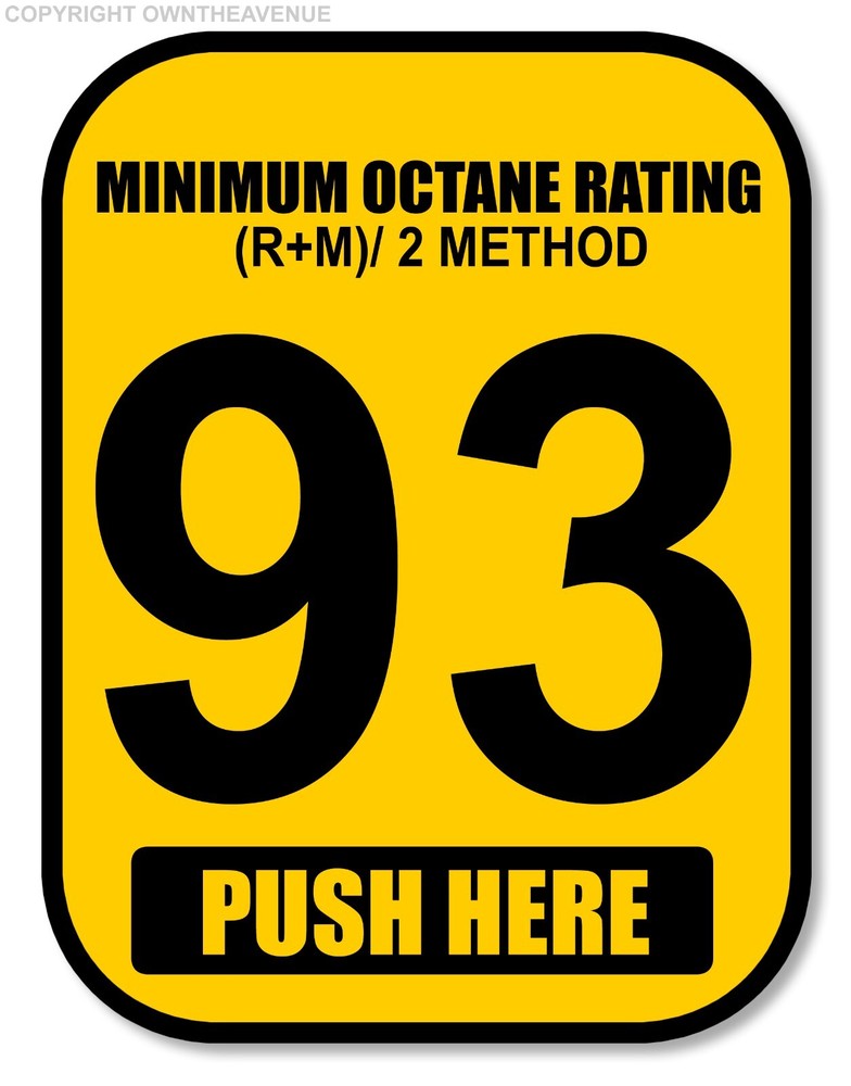 93 Octane Gas Pump Button Label Vinyl Sticker Gasoline Petrol Decal 2×2.5 Inch