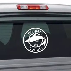 Hand drawn Shark Decal / Respect the Locals / Shark Stickers / Shark Car Decal