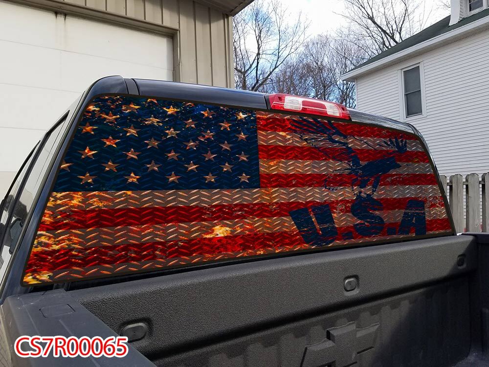American Flag Pick Up Truck SUV Rear Back Window Graphics Decal Wrap Tint #65