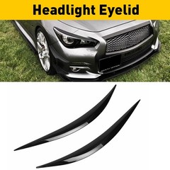Headlight Eyelid Eyebrows Eye Lid Brow Gloss Black For Infiniti Q50 2014- N