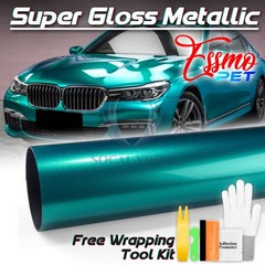 ESSMO PET Super Gloss Metallic Emerald Green Vehicle Vinyl Wrap Decal Like Paint