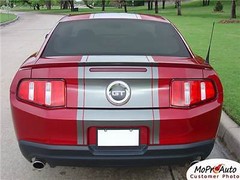Pony Center 22 Inch Wide Mid Hood-Rear Stripe Decal Graphic 2010-2012 GT Mustang