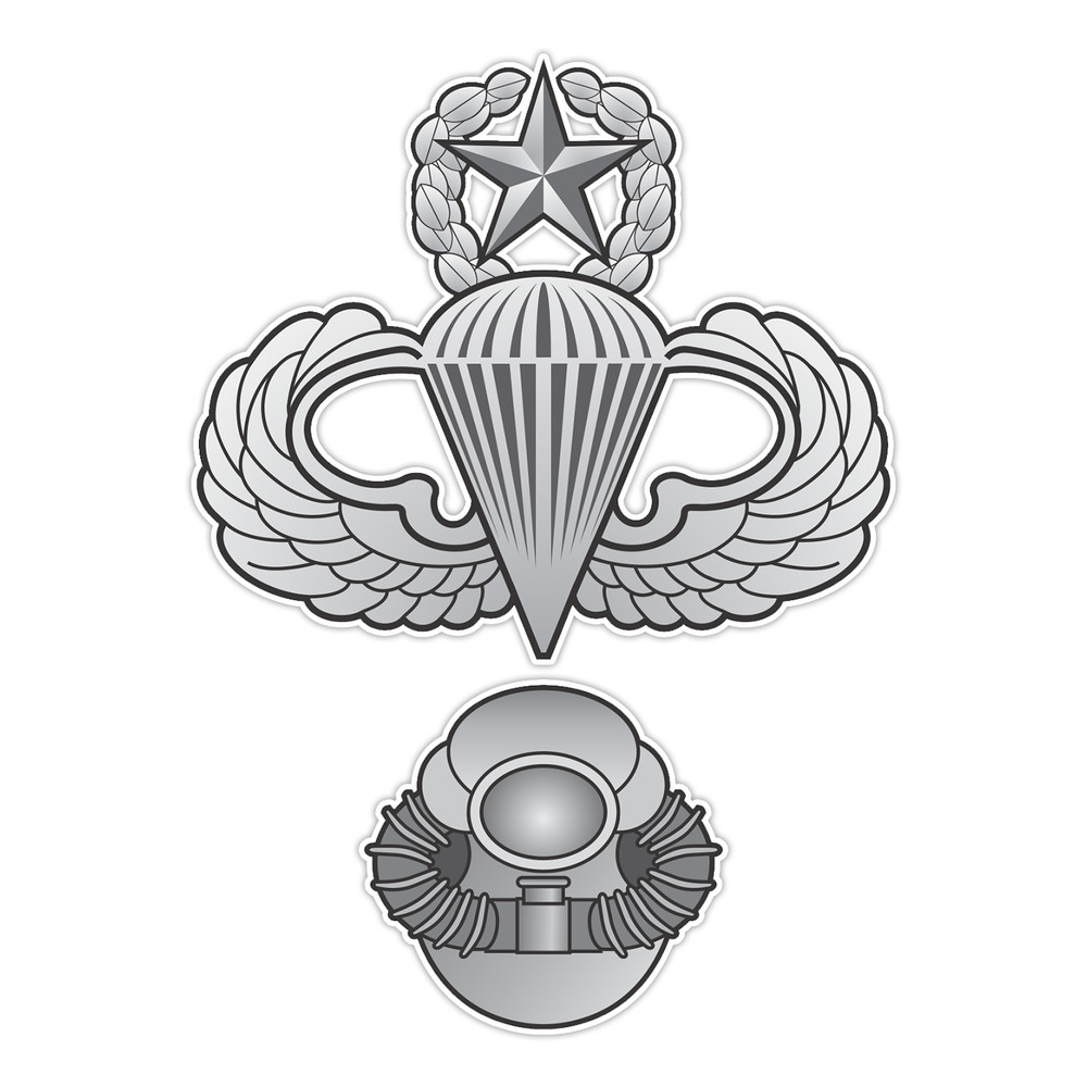 Master Jump Wings with Scuba Combo Sticker Military Vinyl Soldier Decal 5″