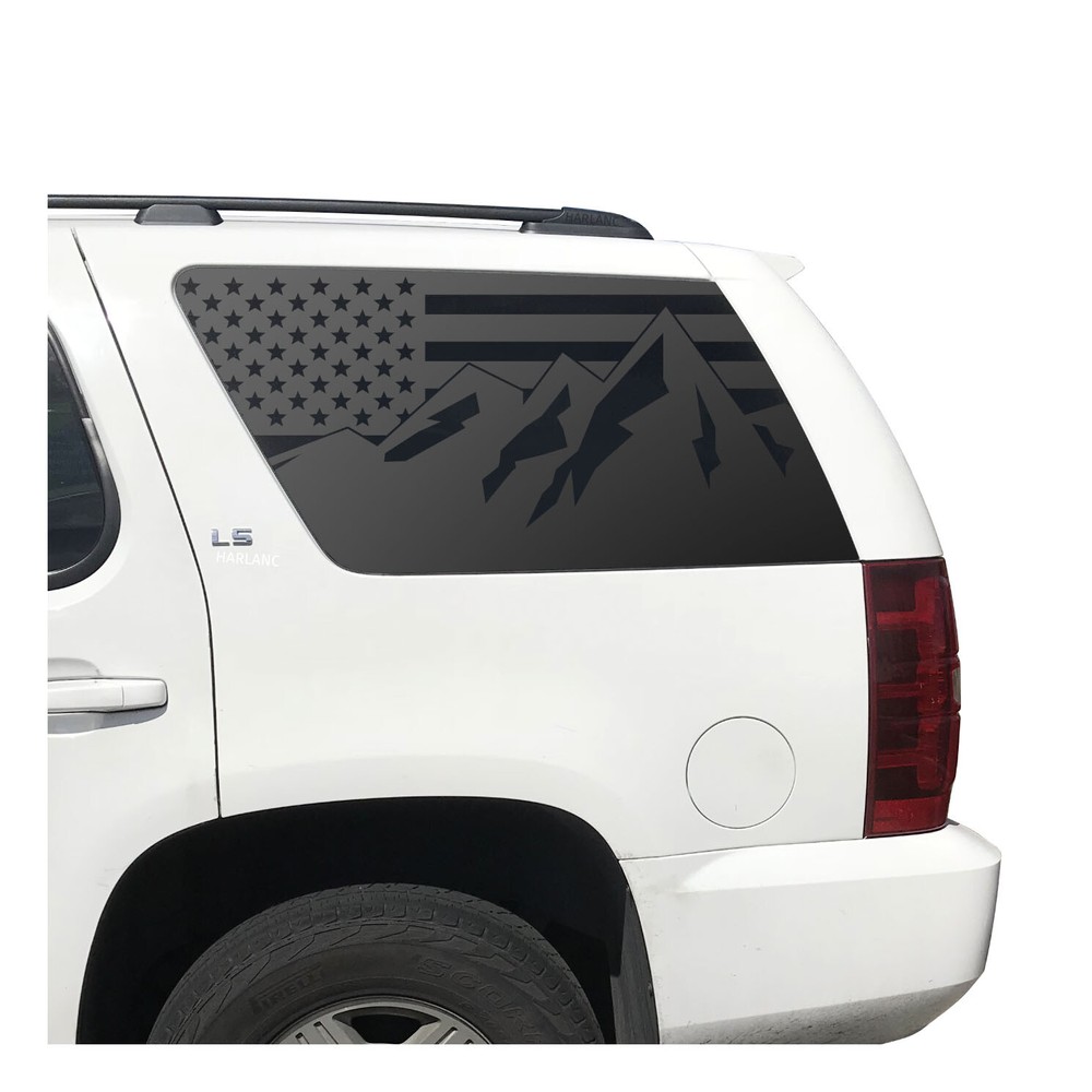 American Flag w/ Mountain Scene Decals for Chevy Tahoe window 2007-2014 CT3-BX1