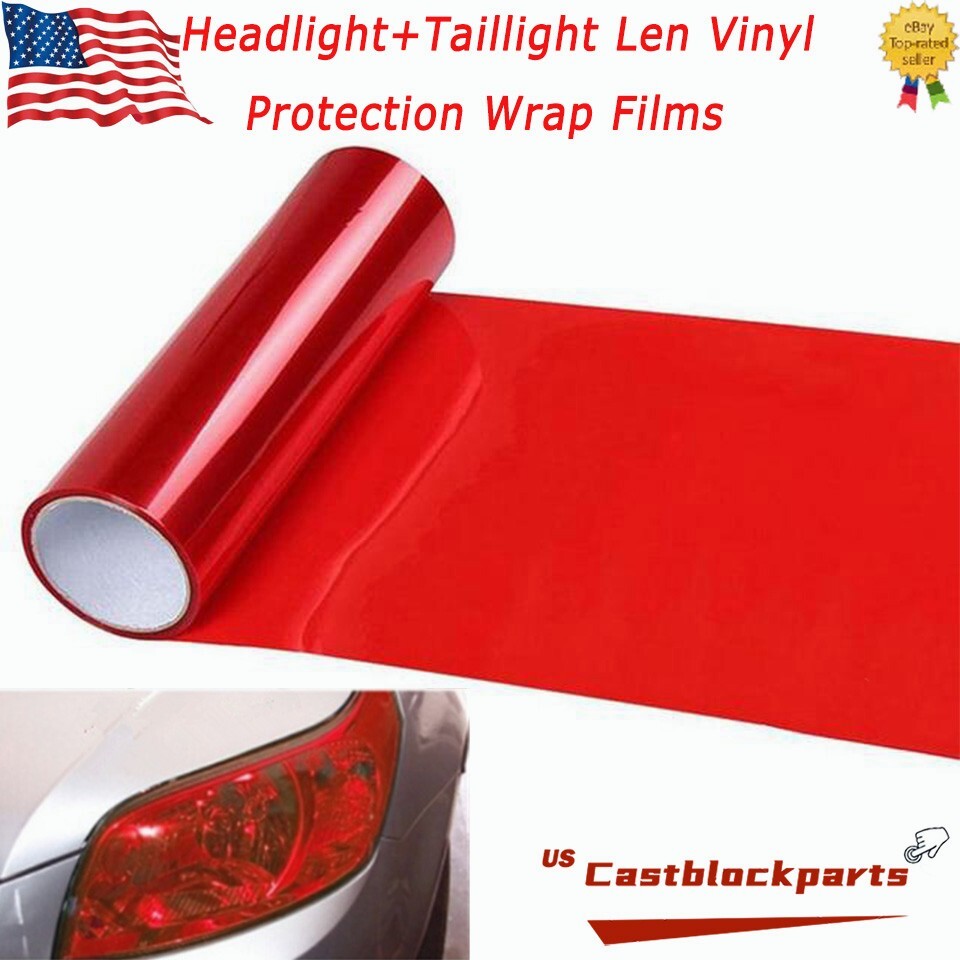 For Headlight Taillamp Transparent Red Lens Vinyl Protection Wrap Film 12″x78″
