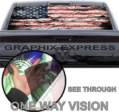 Truck Back Window Graphics American Flag (P530) See Through Rear Decal Wrap Tint
