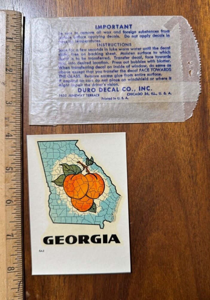 Original Vintage Georgia Peach Travel Decal Duro Decal Co Peaches