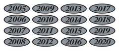 EZ-Line Car Dealer Oval Model Year Stickers Large Windshield Stickers Silver