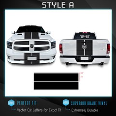 For Ram 1500 Full Body Rally Racing Stripes Graphic Decal Overlay – Gloss Vinyl