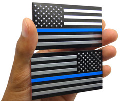ALUMINUM Thin Blue Line Flag Decal Sticker Support Law Enforcement Police MIRROR