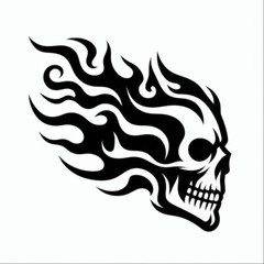 Evil Fire Skull Flames Death Head Die Cut Vinyl Sticker Decal Left Right or Pair
