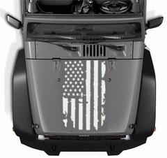 DIY White Waterproof US Flag Graphics Sticker for Jeep Car SUV Truck Hood Trunk